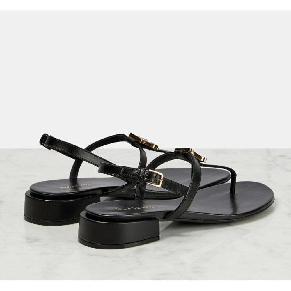 NWT BURBERRY Emily Black 'B' Logo Plaque T-Strap Flat Sandals Size EU35.5 - Picture 7 of 12